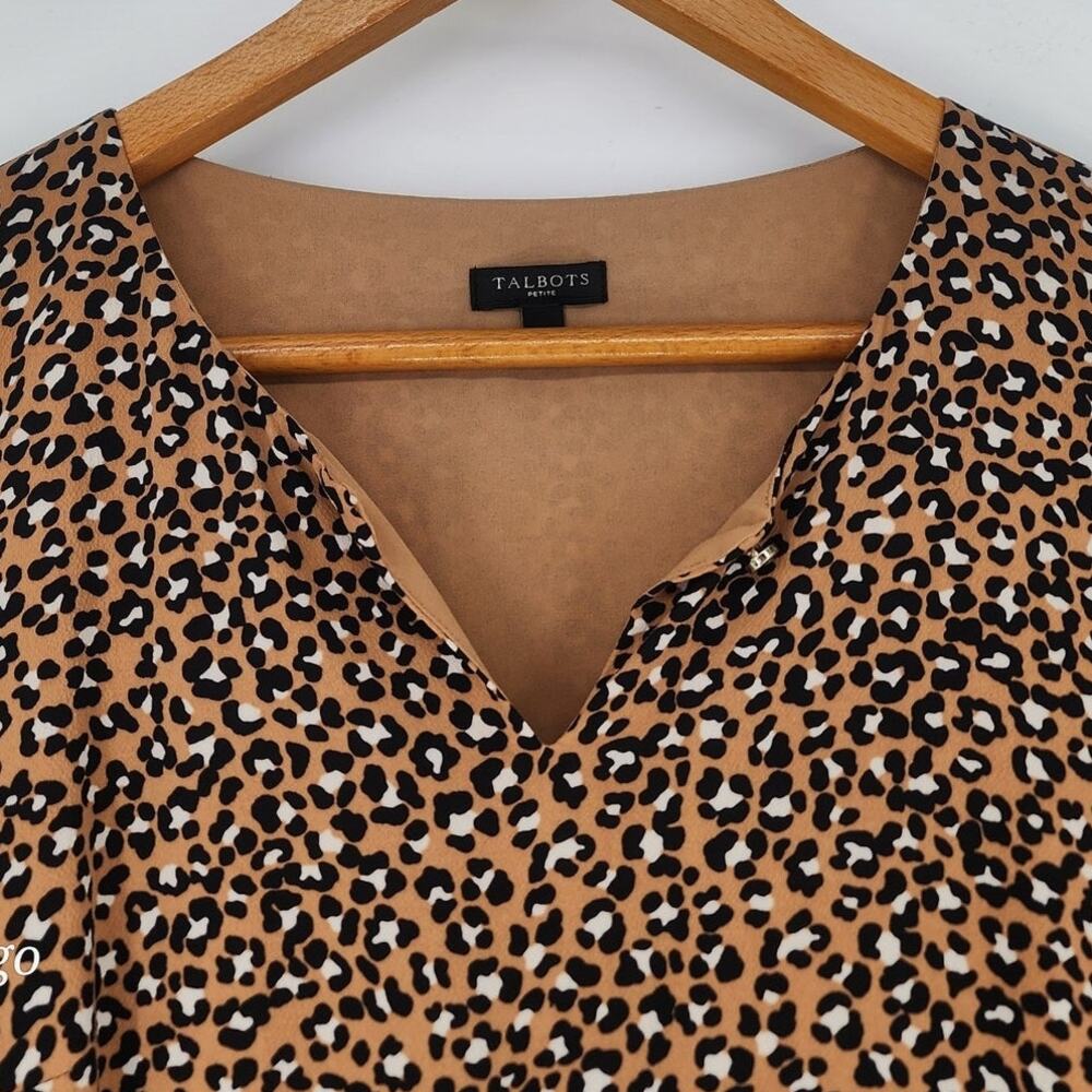 Talbots Leopard Print Ruffle Hem Dress Brown Black 10P - Picture 5 of 11